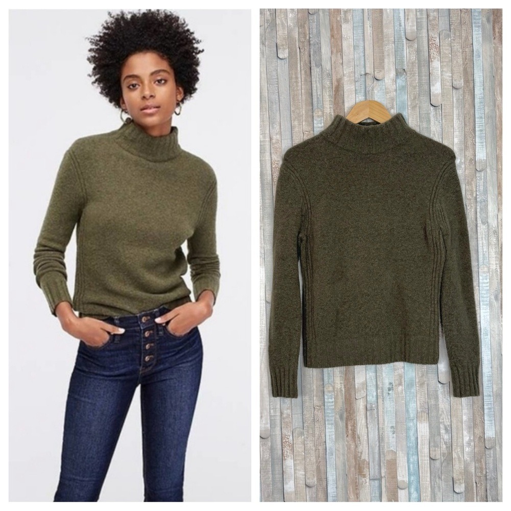 J Crew S Mockneck Sweater Pullover Supersoft Yarn Merino Wool Alpaca Knit Olive